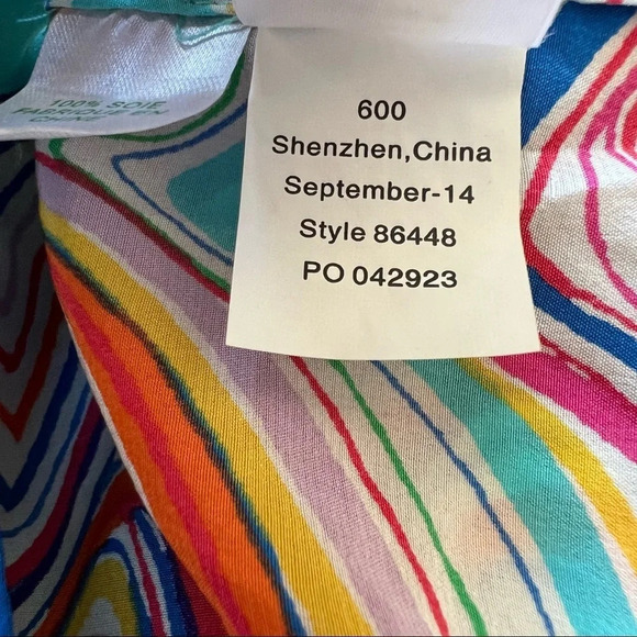 Lilly Pulitzer Rogan silk patterned halter top rainbow colorful aqua 5117 - Picture 9 of 12